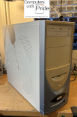 Beige With Blue Trim ATX Mid-Tower Computer Case With 330W Power Supply